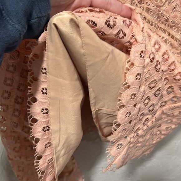 Keepsake the Label Bridges Lace Handkerchief Mini Dress Blush Size Large - Picture 3 of 8